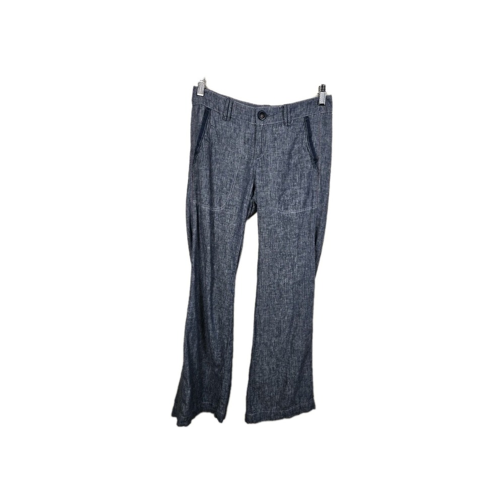 Pilcro and the Letterpress Pants Women Size 0 Blue Excellent Linen Wide Leg